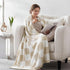 Cozy 50"*70" WRENSONGE Checkered Throw Blanket, Beige Soft Fluffy Warm Hand Made Throw Blankets for Couch, Sofa, Chair