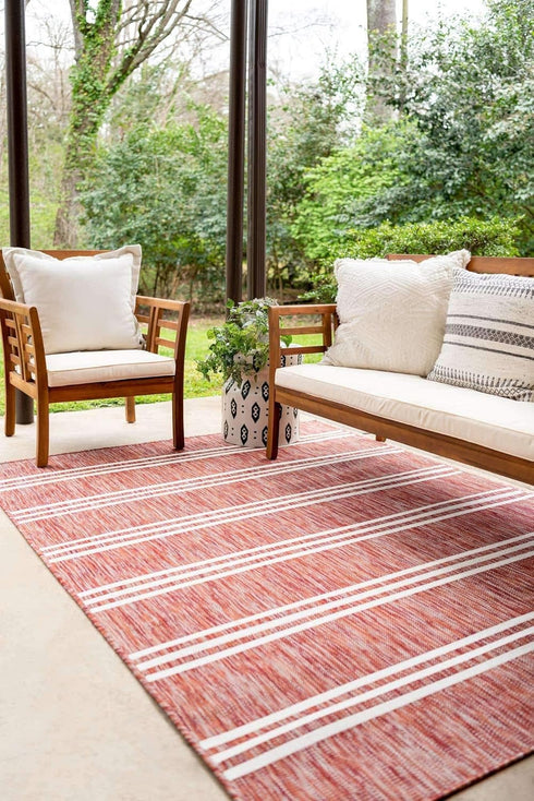 Unique Loom Jill Zarin Outdoor Collection Area Rug - Anguilla (Rust Red/Ivory, 2' 2' x 3' 1' Rectangle)