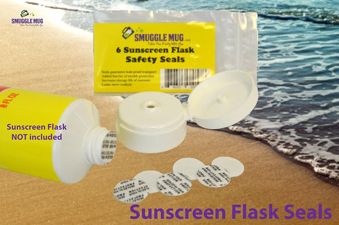 6 Pack Leak-Proof Sunscreen and Lotion Flask Seals by Smuggle Mug