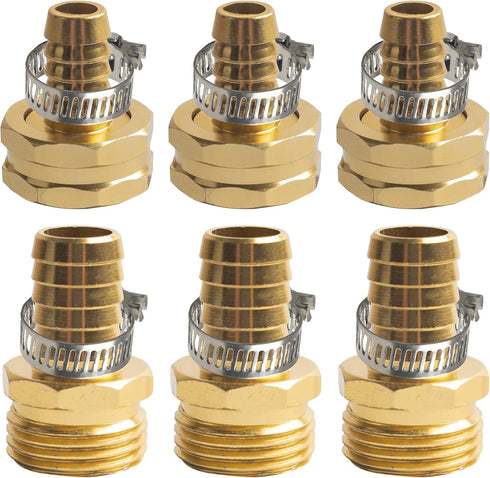 Xiny Tool Hose Repair Connectors with Clamps, 5/8" Aluminum Garden Hose Repair Kit, Female and Male Connectors & Fitting