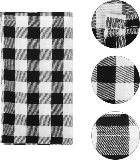 Buffalo Check Napkins, Black and White Cloth Napkins for Thanksgiving, Christmas Decorations, Farmhouse Decor Dinner