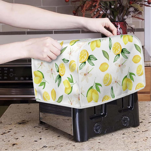 Lemon Flower Toaster Dust Cover, Dustproof Bread Maker Machine Cover, 2 Slice Toaster Appliance Cloth, Yellow
