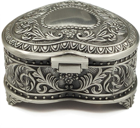 Emboss Alloy Metal Music Box, Wind Up Golden Movement for Christmas/Birthday/Valentine's Day (Heart Shaped)
