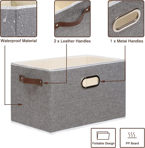 Yawinhe 4-Pack Fabric Storage Baskets, Foldable Closet Organizer for Shelves, Large Canvas Storage Bins (Grey)