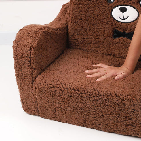 2-in-1 MOMCAYWEX Kids Sofa, Flip-Out Foam Couch, Soft Play Lounge Chair for Toddlers and Children, Brown