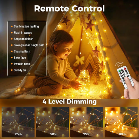 33FT 100 8 btfarm Fairy Lights Plug in with Remote, LED Outdoor Twinkle Lights Waterproof with Timer, Modes Indoor