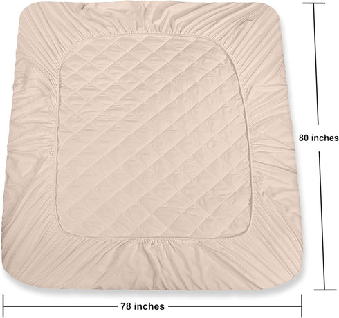 Utopia Bedding Quilted Fitted Mattress Pad (King), Beige, Elastic Mattress Protector, Machine Washable, 16 Inches Deep