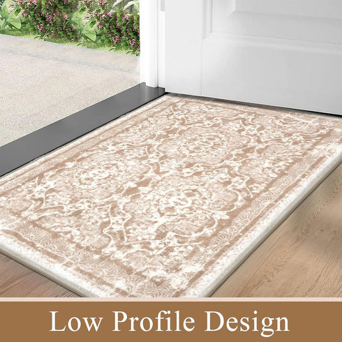 Vaukki Vintage Shaggy Hallway Runner Rug, Non Slip Washable Entryway Mat for Bathroom and Bedroom