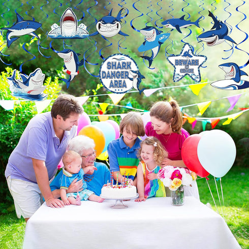 Censen 30 Pieces Shark Hanging Swirls Decorations, Shark Party Supplies for Sea Theme Baby Shower & Birthday
