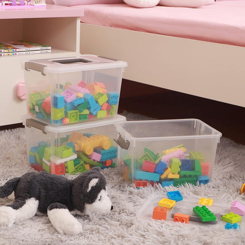 Citylife 6 Packs 6 QT Plastic Storage Bins - Clear Storage Box with Latching Lids, Stackable Containers for Organizing
