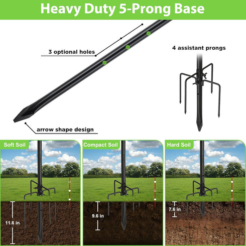 Feblomst 78" 4/5 Hummingbird 5-Prong Shepherds Hooks, Bird Feeder Pole for Outdoor, Thick Feeders Stand Heavy Duty