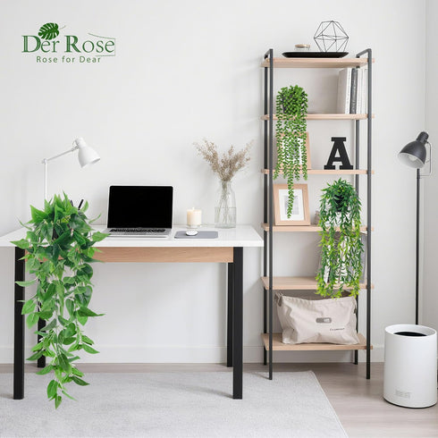 6Pcs Der Rose Fake Hanging Plants Artificial Vines Faux Hanging Plants Indoor for Bathroom Kitchen Wall Bookshelf
