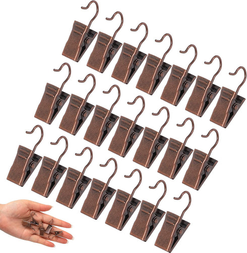 JANYUN 30 Pack Mini Heavy-Duty Hook Clip Set, Curtain Clips for Photos Home Decoration Art Craft Display (Copper)