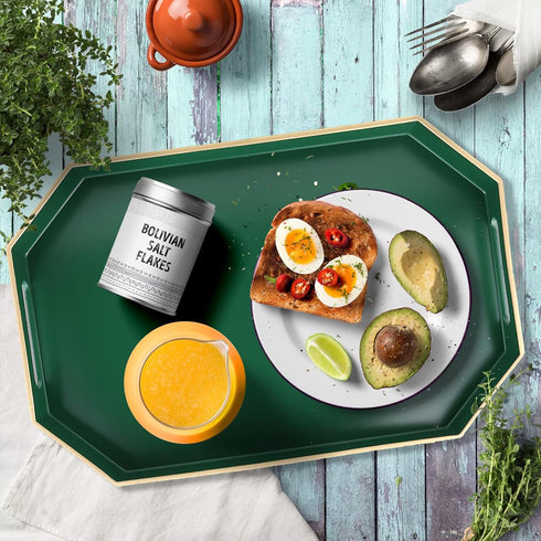 15.7"*10.2"*1.57" Green Decorative Tray with Handles, Versatile Serving Tray for Coffee Table, Ottoman, Ideal