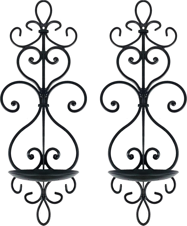 Metal Wall Candle Sconce Holder Set of 2 Hanging Wall Mounted Candle