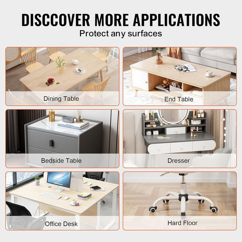 54 54 Inch 2.0 mm, VEVOR Plastic Table Cover, x Clear Square PVC Desk Mat Protector, Waterproof & Easy Cleaning Pad