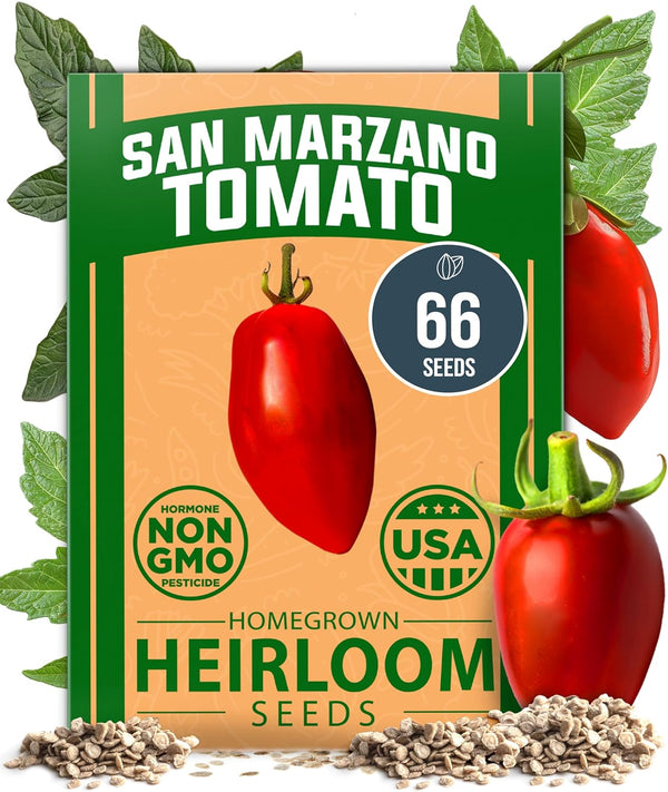 HOME GROWN San Marzano Tomato Seeds 66+ Heirloom Non-GMO Seeds for Planting,