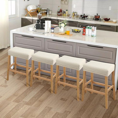 4 Pack Counter YISUN Stool Covers Rectangle - Stretch Waterproof Saddle Seat Cover Bar Stools Bar Chairs Covers Kitchen
