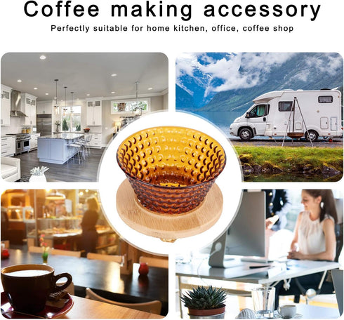Glass Pour Over Coffee Dripper, Portable Coffee Maker with Reusable Filter, Brown Coffee Pot Accessories