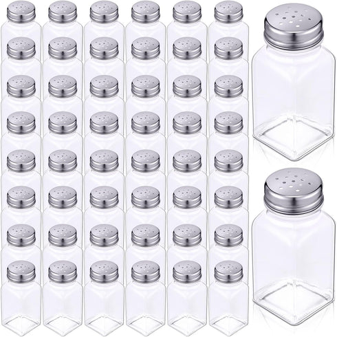 Bokon 48 Pack Glass Salt Shaker Bulk with Stainless Lids Tops 2.7oz
