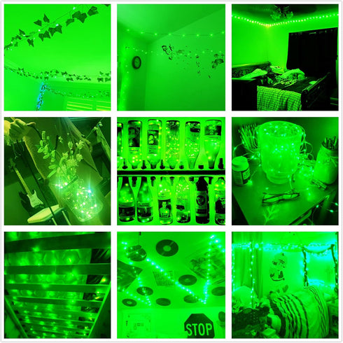 Ranlraka 7Ft 20 Green Battery Operated String Lights, St. Patrick's Day Decoration Waterproof LED Diwali Halloween