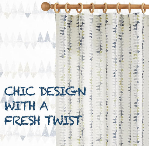 jinchan 63 Inches Set 2 Linen Nursery Curtains for Living Room Boho Curtains for Bedroom Kids Room Long Geometric