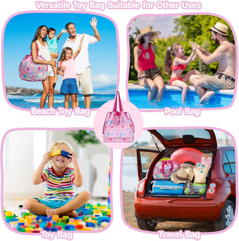Extra Large Mesh Beach Bag with Drawstring - Lightweight Foldable Sand Toy Bag for Beach Travel Essentials, Seashell