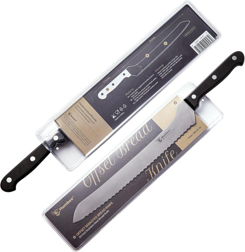 10 inch Offset Bread Knife, Serrated Knife with Wave Edge Blade