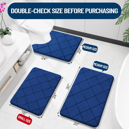 OLANLY Memory Foam Bath Mat 30x20, Ultra Soft Absorbent Bathroom Rug, Machine Washable, Navy