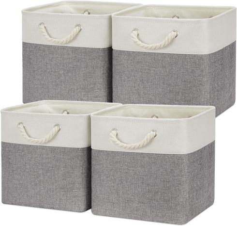 Temary 12 Inch Fabric Storage Baskets, Storage Cubes with Handle, Large Baskets for Clothes, Books, Blankets
