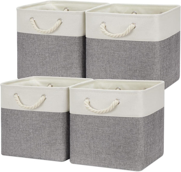 Temary 12 Inch Fabric Storage Baskets, Storage Cubes with Handle, Large Baskets for Clothes, Books, Blankets