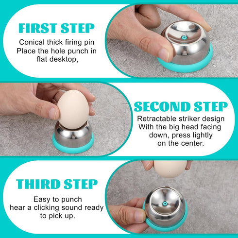APLZGMG Egg Piercer with Retractable Pin, Stainless Steel Egg Poker for Hard Boiled Eggs, Great Eggshell Peeler Tool