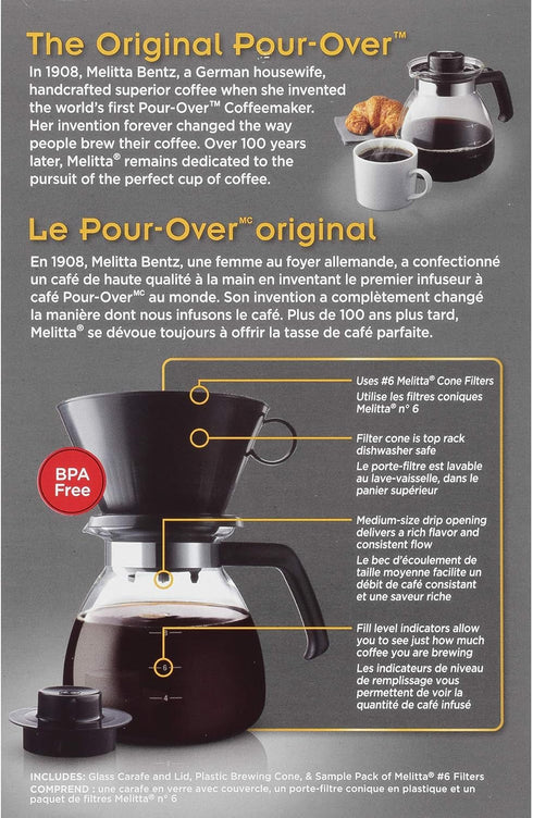 Melitta 640616 Coffee Maker, 52 oz, Glass Carafe