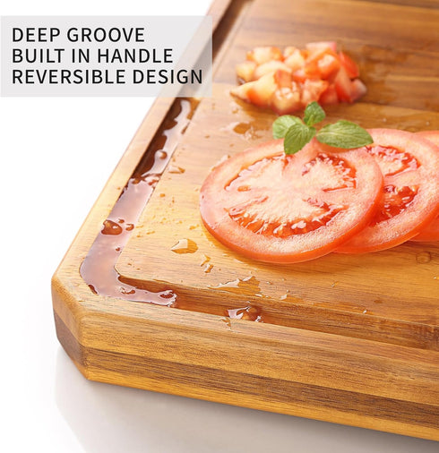Acacia Wood Cutting Boards for Kitchen,Large Wooden Cutting Boards for Chopping Meat, Cheese, Fruits