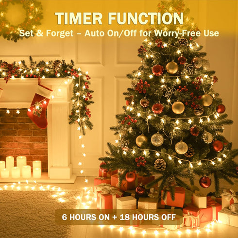 Lights,39FT 100LED 8 HEYFUNi Warm White Star String Plug in Fairy Twinkle Lights with Modes Waterproof for Indoor