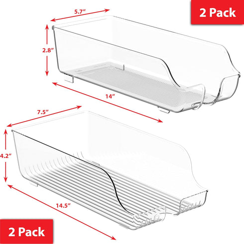 Simple Houseware Assorted Can Organizer, Set of 4 Clear for Refrigerator and Pantry Storage