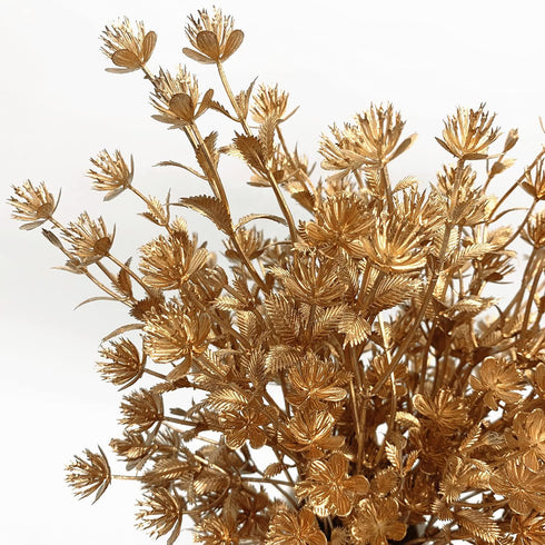 Christmas Artificial Flowers, Golden Baby Breath Gypsophila Plastic Plant Fake Plants for Wedding and Home Decoration
