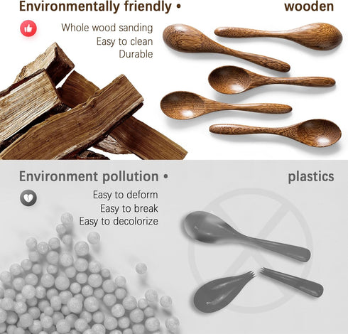 7 PCS Small Wooden Spoons, 5.8 Inch Honey Spoons for Tea and Coffee