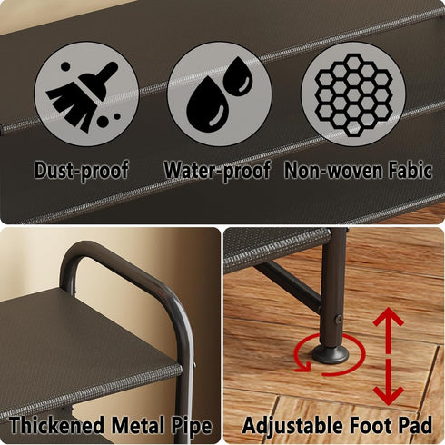 3 Closet INGIORDAR Shoe Rack Tier Long Storage Organizer Wide Metal Shoe Shelf for Entryway Black