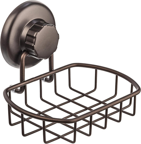 Super Powerful Vacuum Suction Cup Soap Dish - Strong Stainless Steel Sponge Holder for Bathroom & Kitchen (Bronze)
