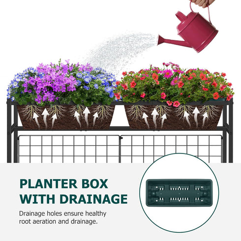 32" OYEAL Raised Garden Bed with Legs & & Trellis Tall Vertical Herb Garden Planter Indoor Outdoor Elevated Flower Beds