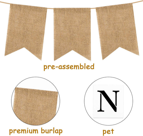WATINC 26 Pack DIY Burlap Banner Set with Letter Stencil, Swallowtail Flags for Kids and Adults, Handwriting Banner for