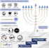 Traditional Hanukkah LED Electric Menorah, Chanukiah, Battery or USB Powered, White, 4' Micro USB Cable Included