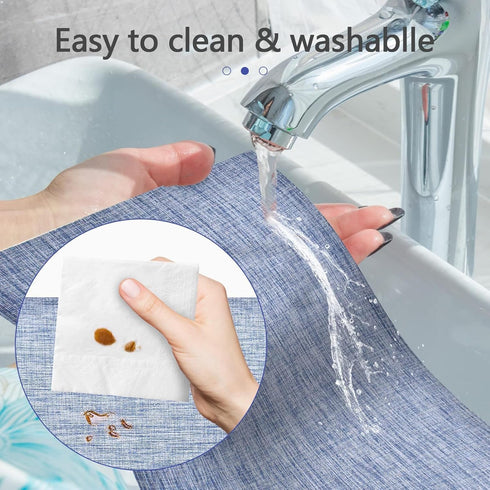 DACHUI Placemats Set of 6, Durable Water Resistant Linen Look Woven Table Mats, Washable, Blue