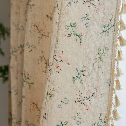 ENJOYBRIDAL Floral Living Room Curtains 84 Inches Long Doorway Vintage Semi Sheer