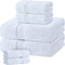 White Bath Towel Set of 6 - 100% Cotton Highly Absorbent Towels