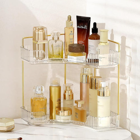INVSSENE Corner Bathroom Countertop Organizer, Vanity Trays for Counter, Makeup Organizers, Perfume
