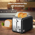 Simple Deluxe Stainless Steel Toaster, 2 Slice, Extra Wide Slot & Removable Crumb Tray, 5 Shade Options,
