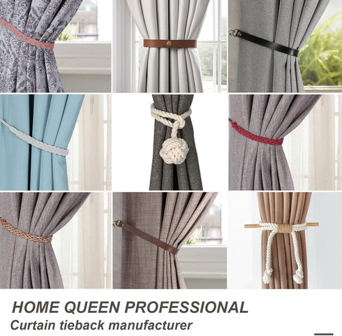 Home Queen Hand Knitting Curtain Tiebacks, Decorative Window Curtain Tie, 1 Pair, Off White