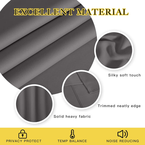 NICETOWN Blackout Curtain Panel for Bedroom, Thermal Insulated Solid Grommet Drape (1 Panel, 52 by 45 inches, Grey)